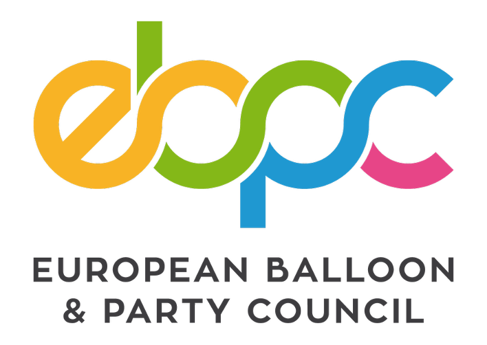 Logo colorato del European Balloon & Party Council su sfondo bianco.